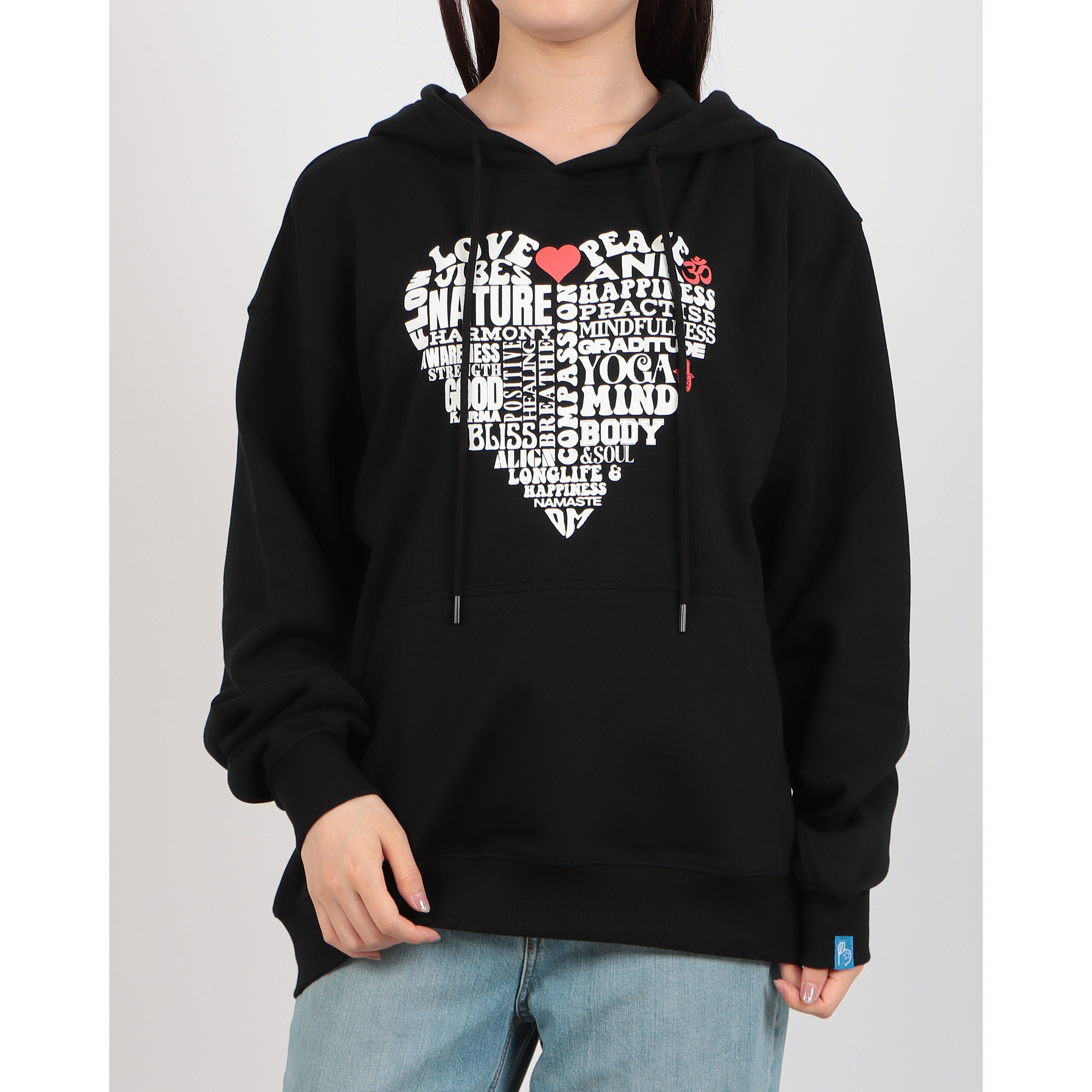 ロングライフアンドハピネス Longlife & Happiness Love & Peace コットン オーバーサイズ フーディー （BLACK） BLACK