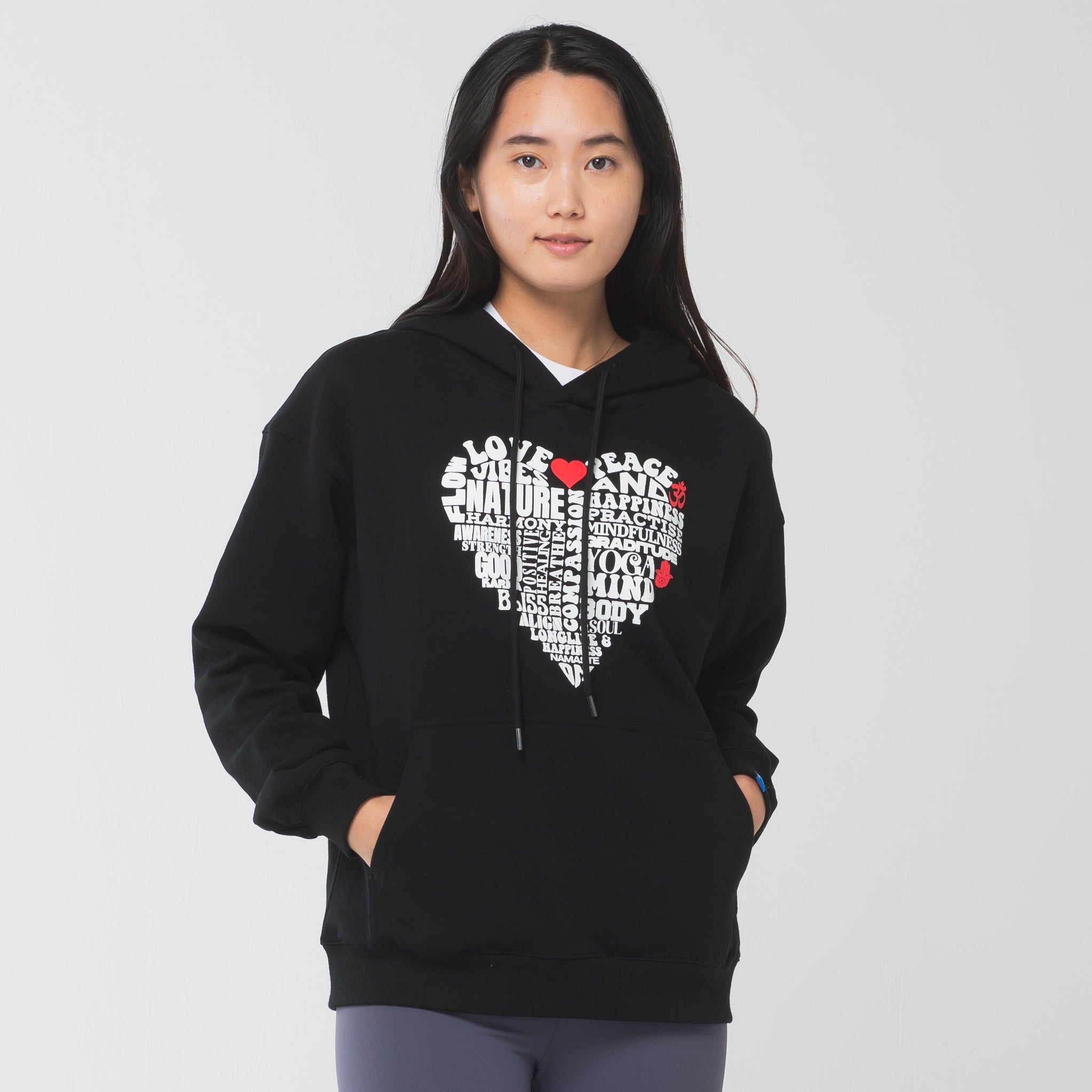 ロングライフアンドハピネス Longlife & Happiness Love & Peace コットン オーバーサイズ フーディー （BLACK） BLACK