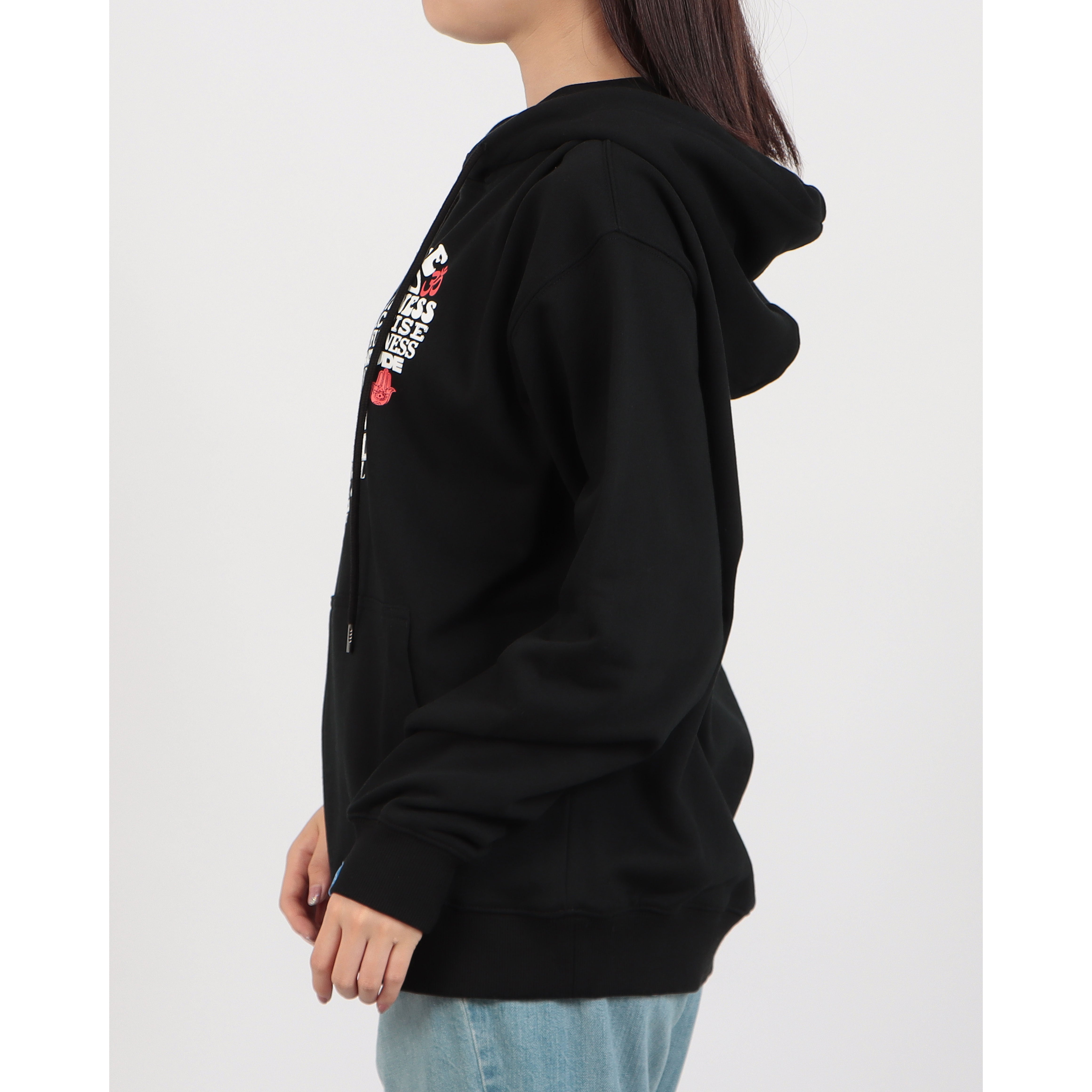 ロングライフアンドハピネス Longlife & Happiness Love & Peace コットン オーバーサイズ フーディー （BLACK） BLACK