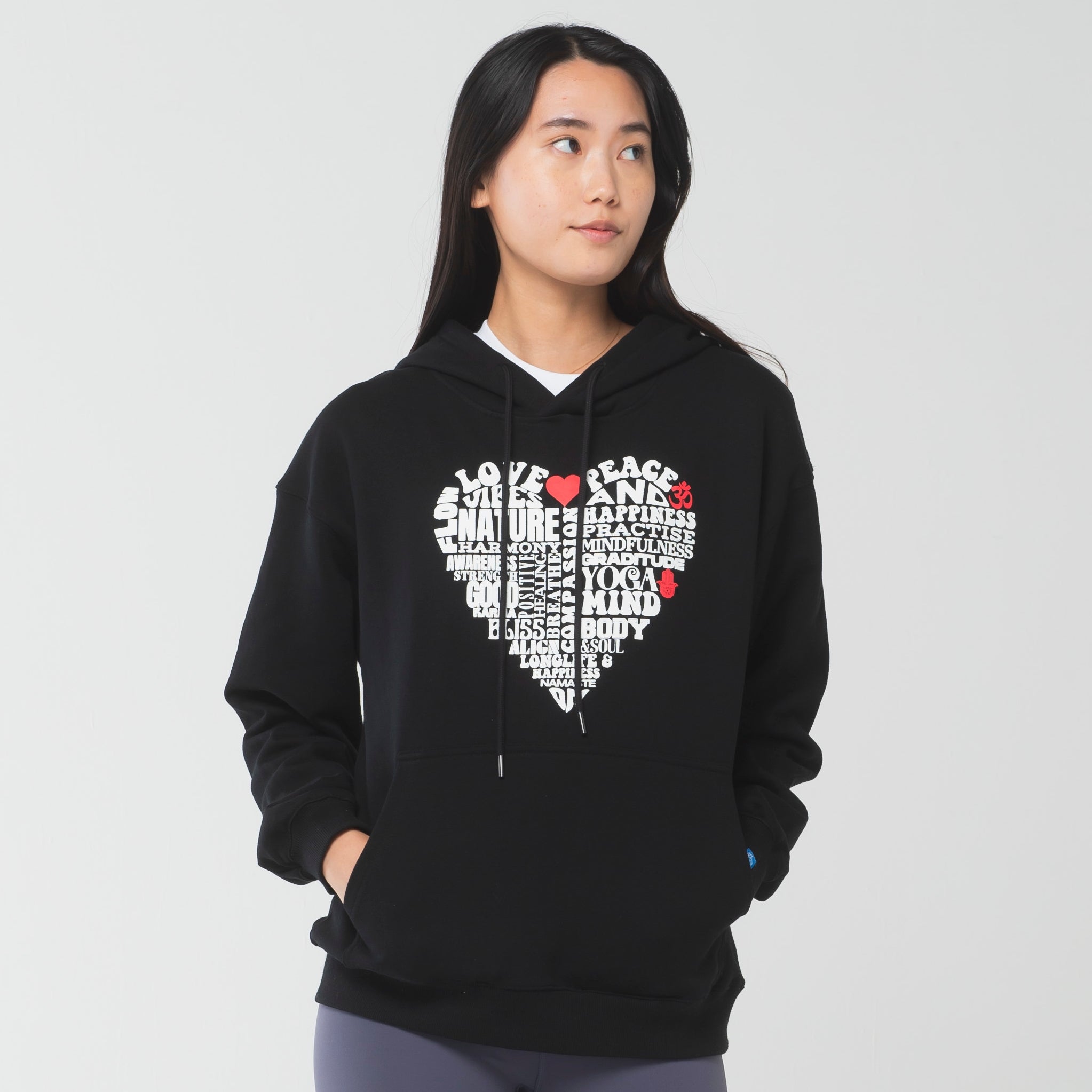 ロングライフアンドハピネス Longlife & Happiness Love & Peace コットン オーバーサイズ フーディー （BLACK） BLACK