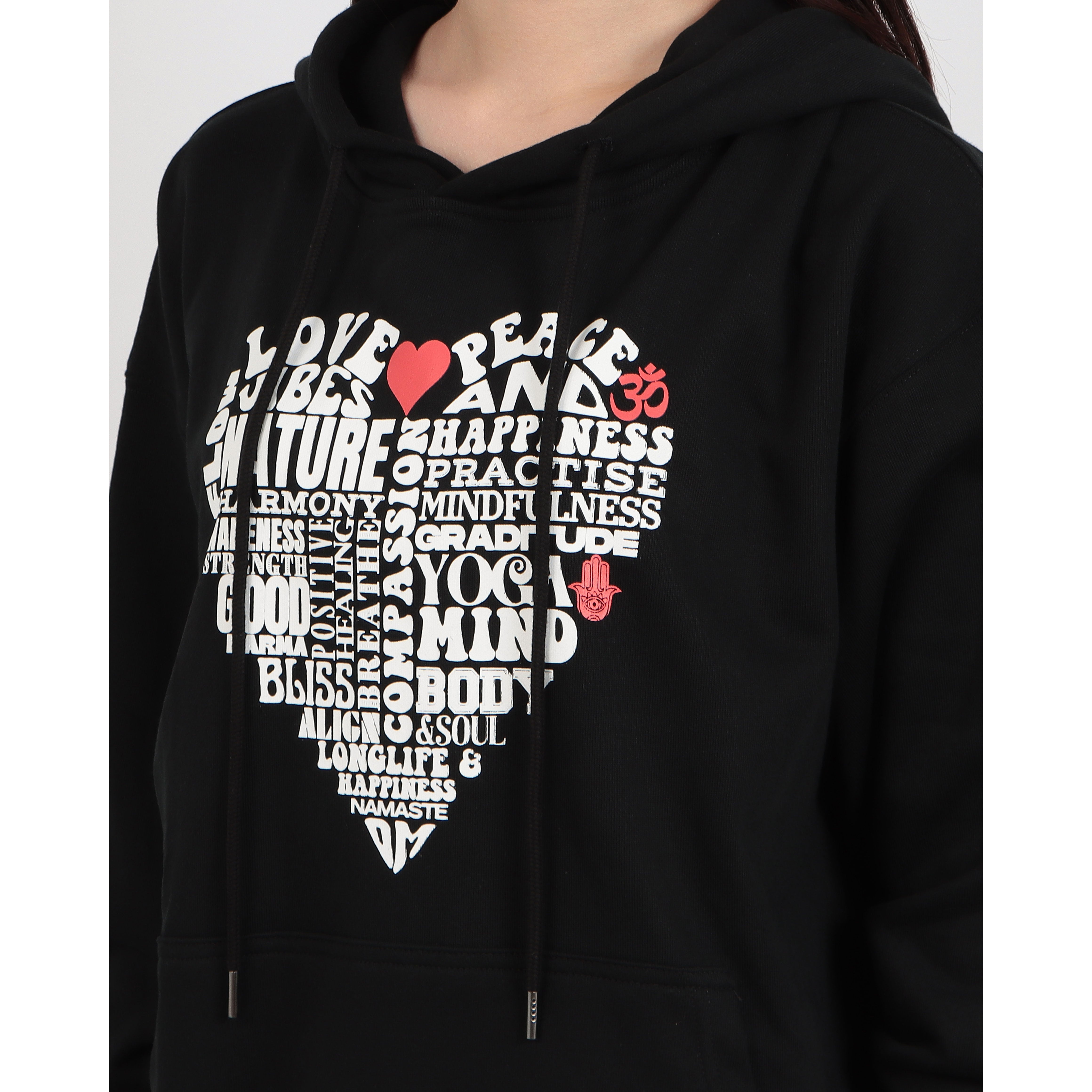 ロングライフアンドハピネス Longlife & Happiness Love & Peace コットン オーバーサイズ フーディー （BLACK） BLACK