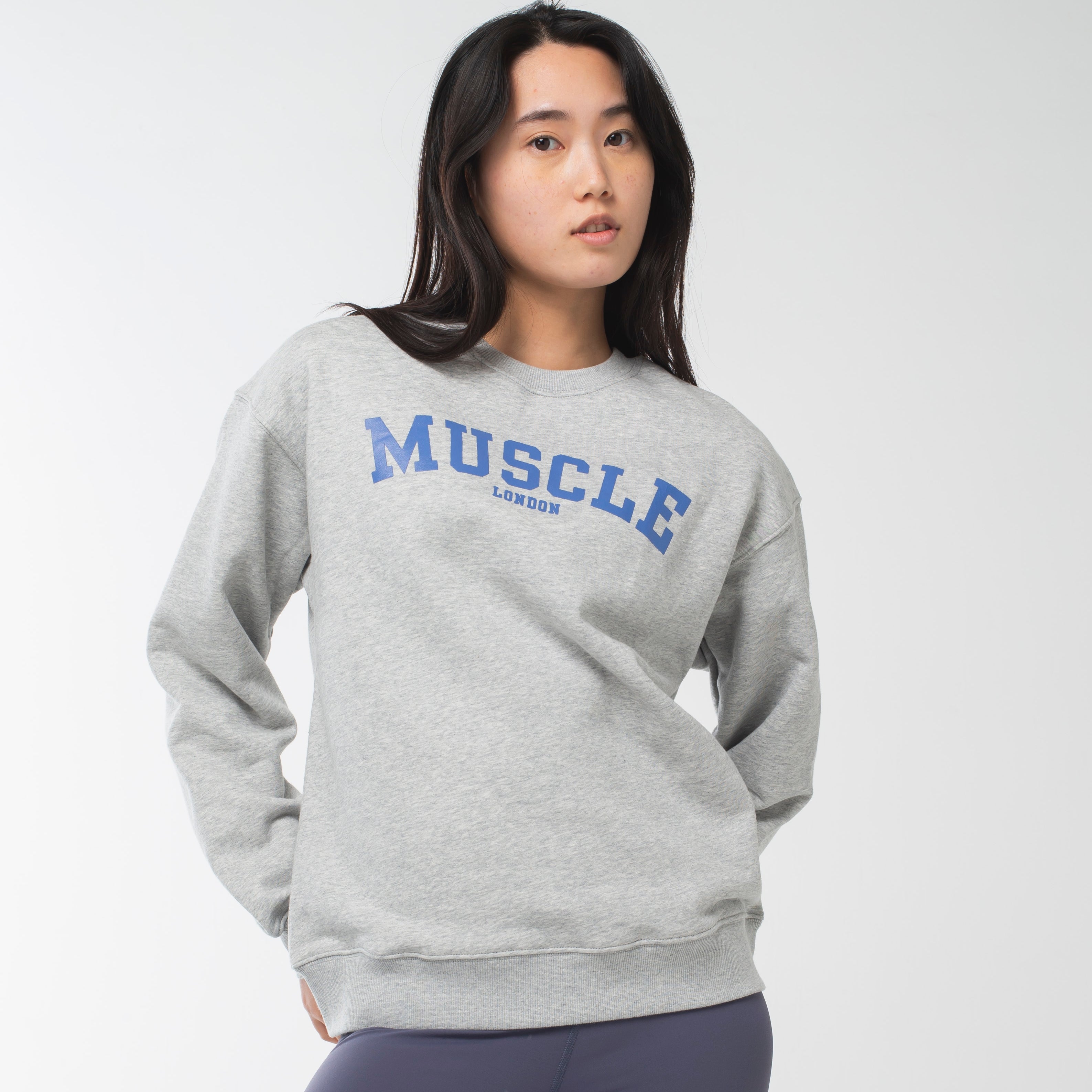 ロングライフアンドハピネス Longlife & Happiness MUSCLE JAPAN コットン クルースウェットシャツ （GREY MARL） GREY MARL