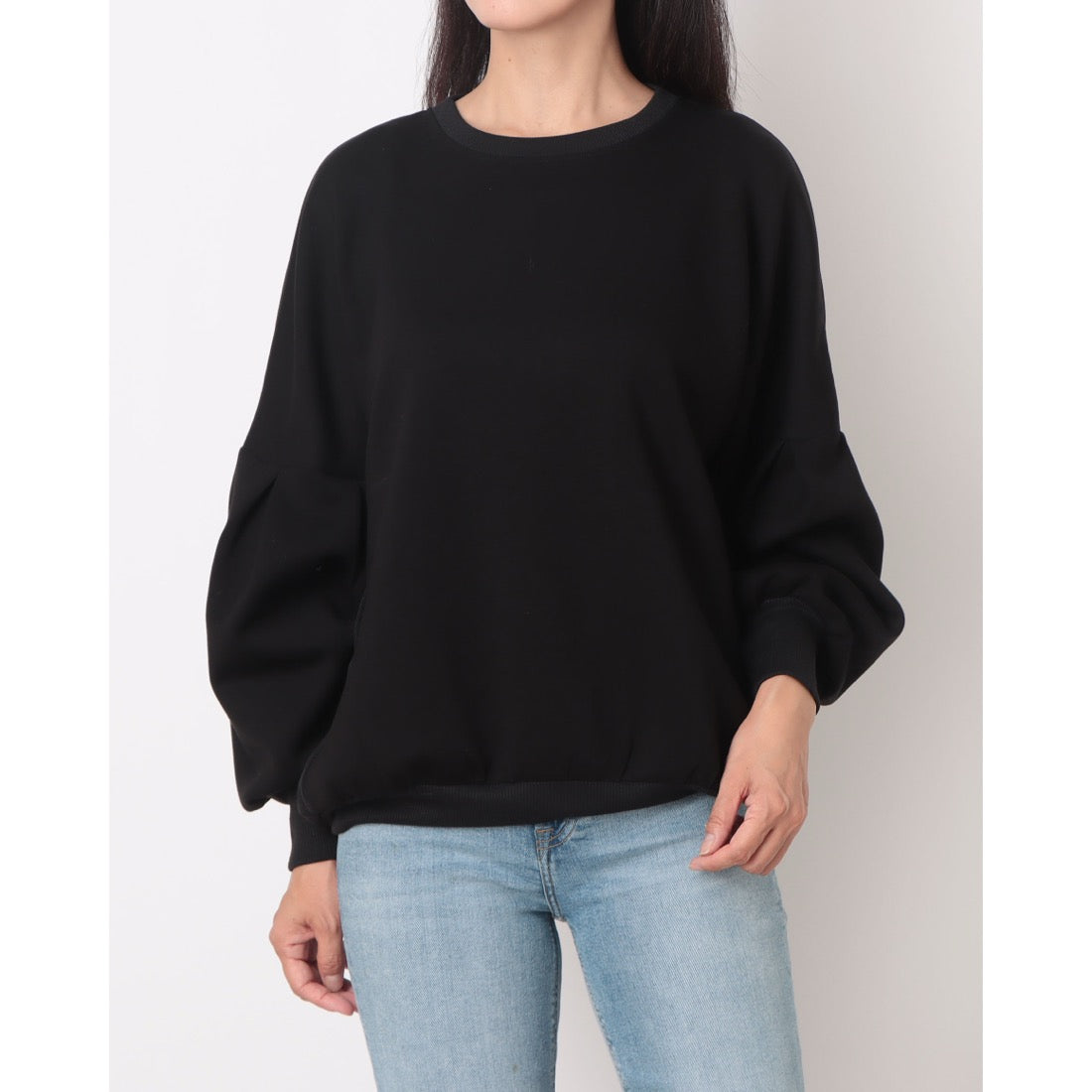 ラリベルテ Laliberte ニット×リブ切替タック袖Tシャツ （クロ） クロ