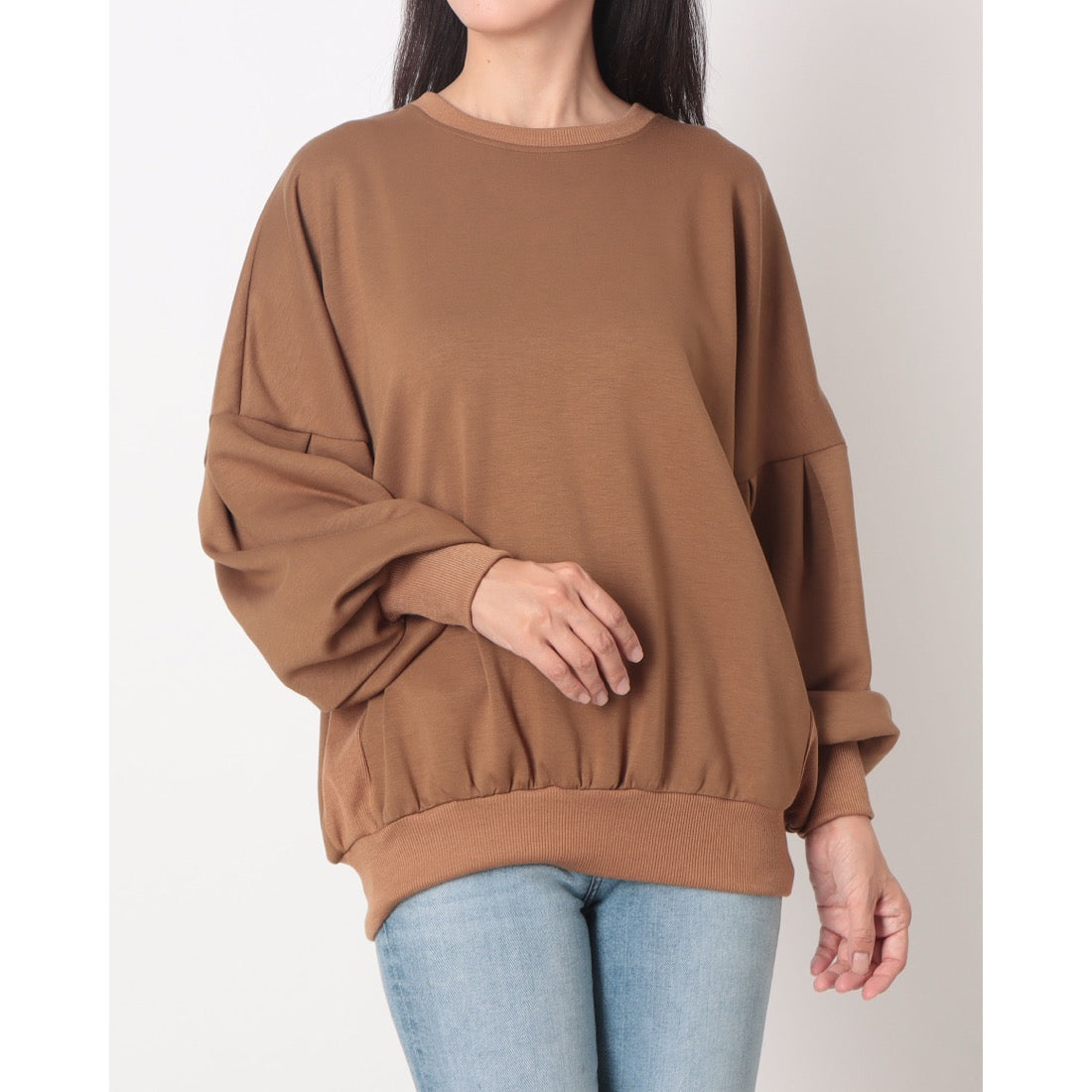 ラリベルテ Laliberte ニット×リブ切替タック袖Tシャツ （カラシ） カラシ