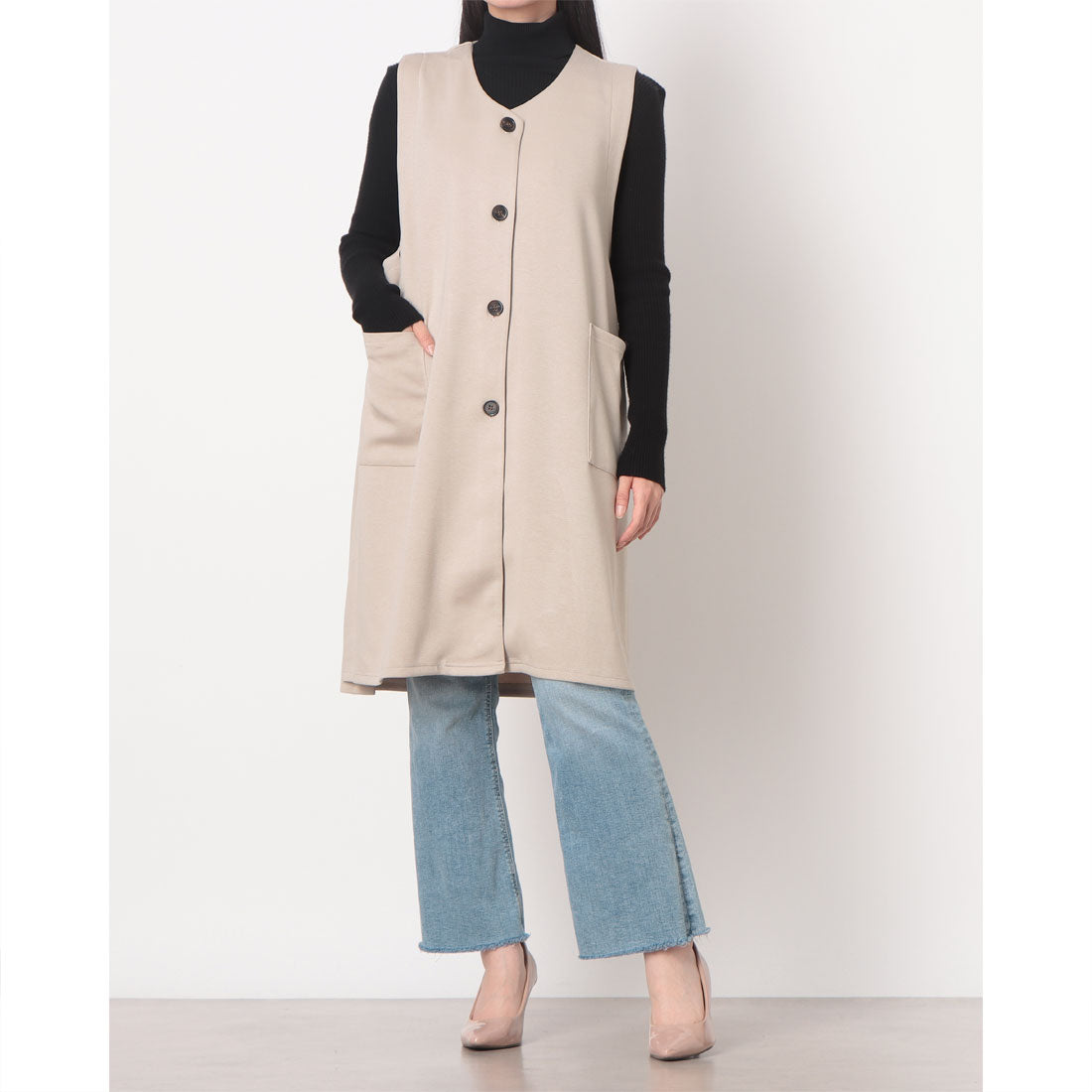 ラリベルテ Laliberte ボタン使いジレ （ベージュ） ベージュ