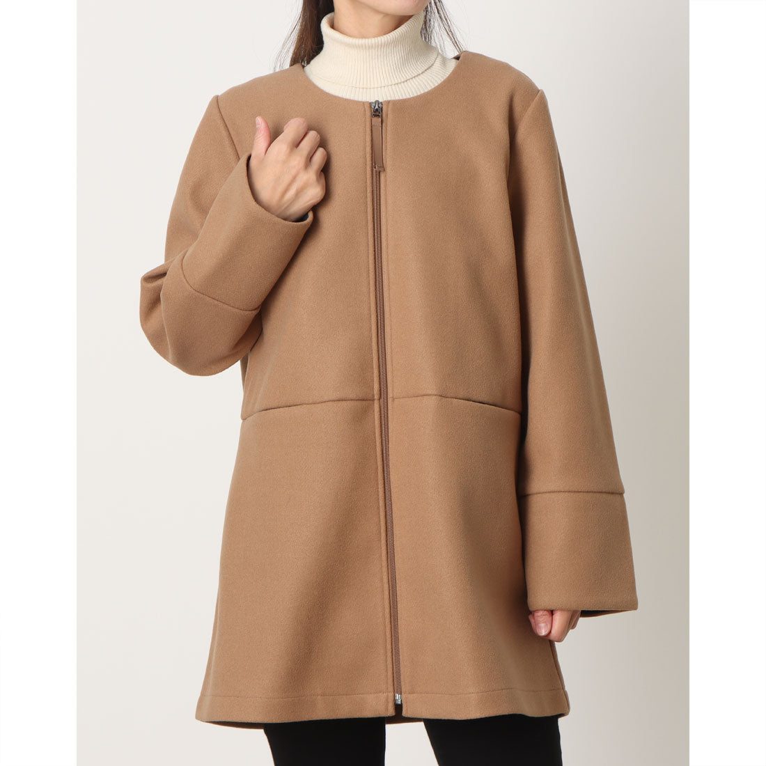 ラリベルテ Laliberte ノーカラーコート （モカ） モカ