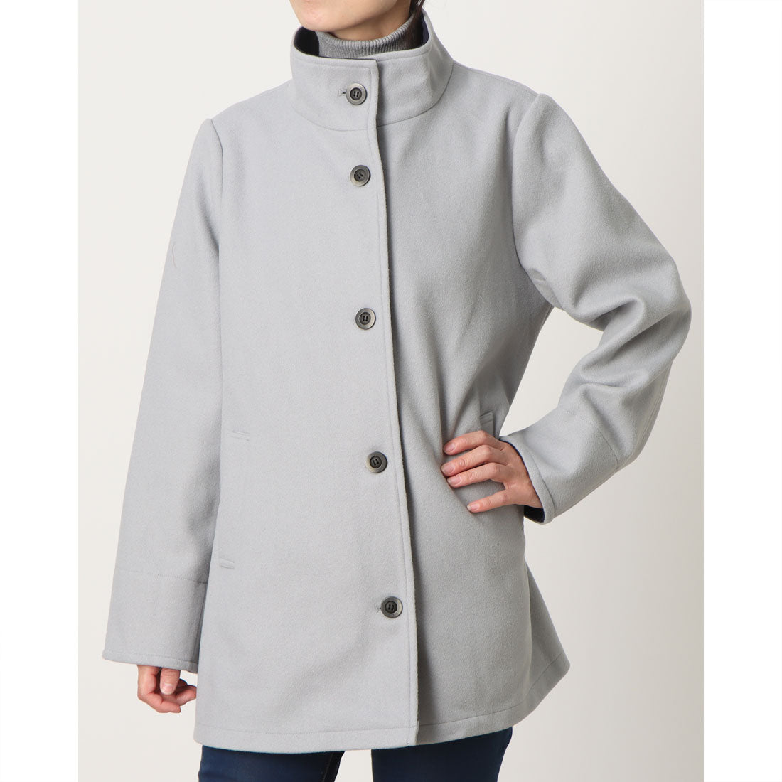 ラリベルテ Laliberte スタンドカラーハーフコート （グレー） グレー