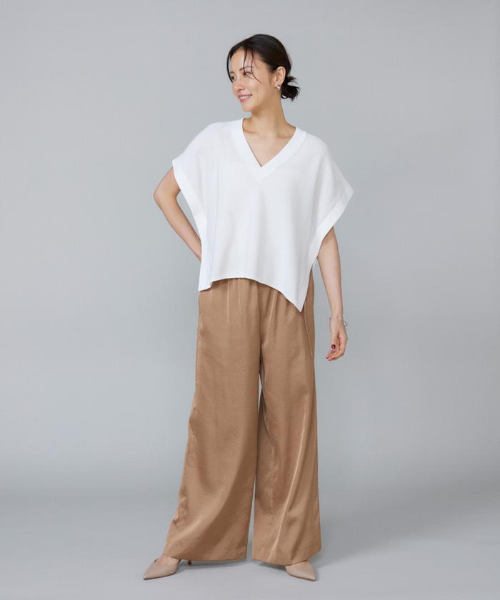 ルスーク Le Souk サテンワイドパンツ （モカチャ3） モカチャ3