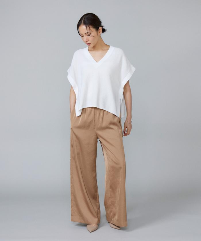 ルスーク Le Souk サテンワイドパンツ （モカチャ3） モカチャ3