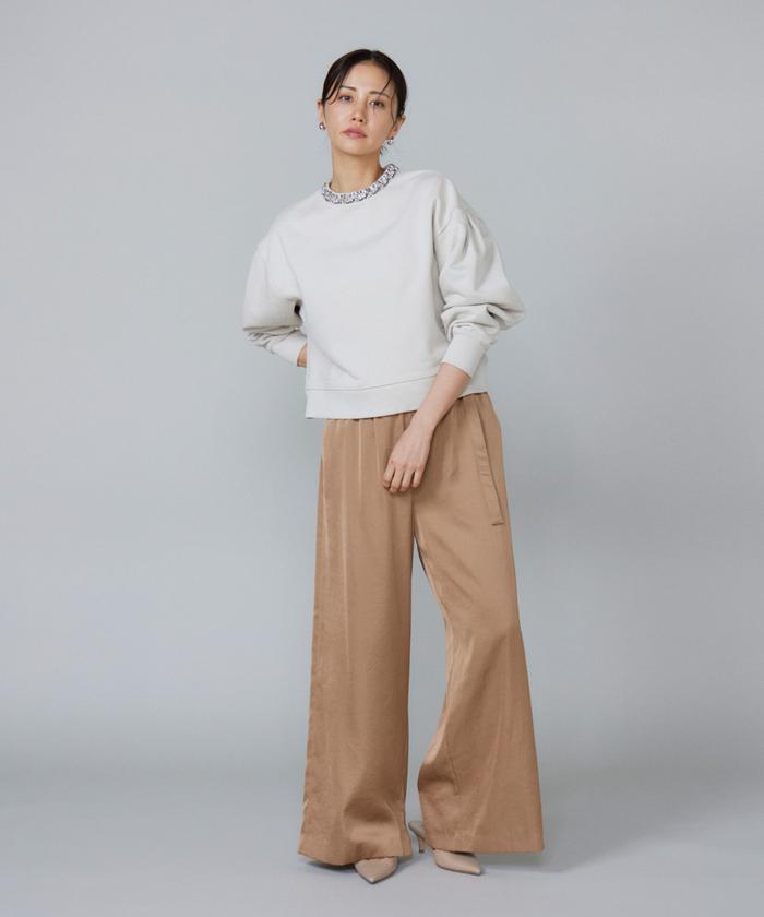 ルスーク Le Souk サテンワイドパンツ （モカチャ3） モカチャ3