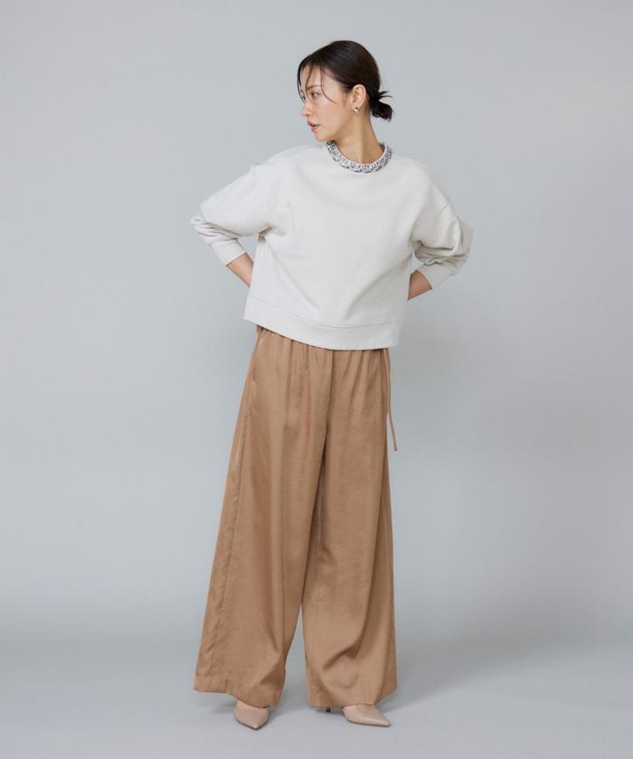 ルスーク Le Souk サテンワイドパンツ （モカチャ3） モカチャ3