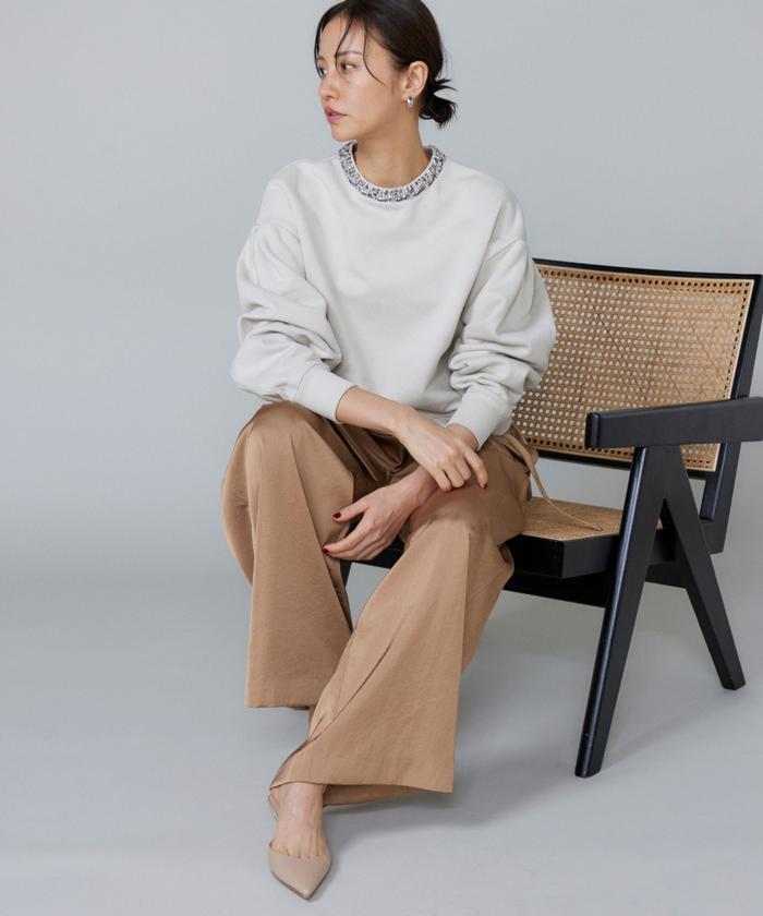 ルスーク Le Souk サテンワイドパンツ （モカチャ3） モカチャ3