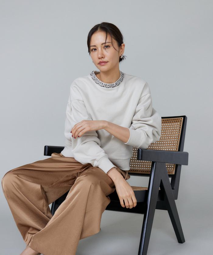 ルスーク Le Souk サテンワイドパンツ （モカチャ3） モカチャ3