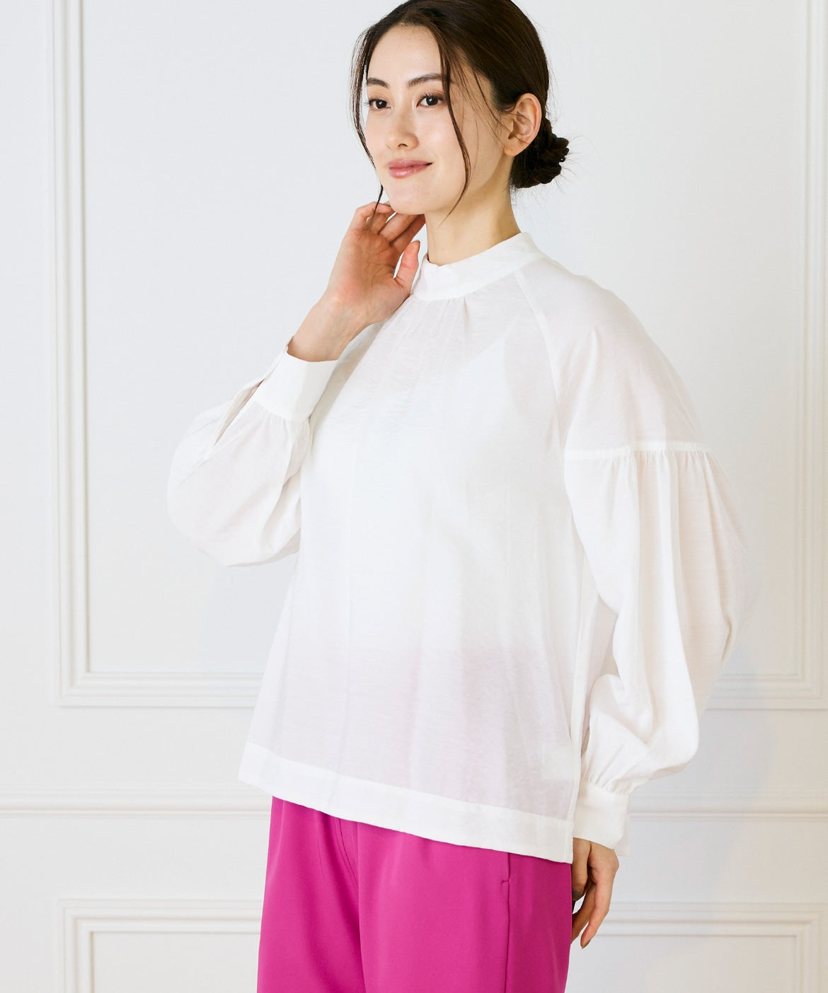ルスーク Le Souk ボウタイ付きブラウス （チェリーピンク9） チェリーピンク9