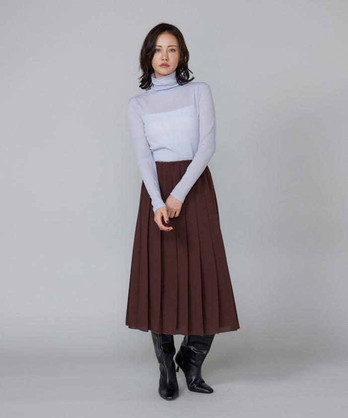ルスーク Le Souk シアーテレコ ハイネックTシャツ （アイボリー2） アイボリー2