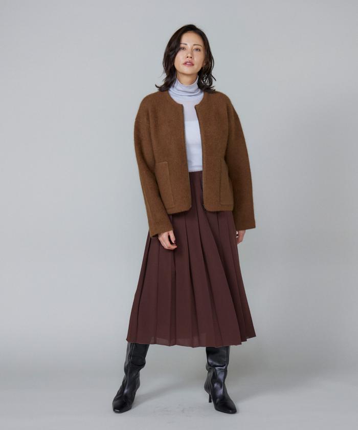 ルスーク Le Souk シアーテレコ ハイネックTシャツ （アイボリー2） アイボリー2