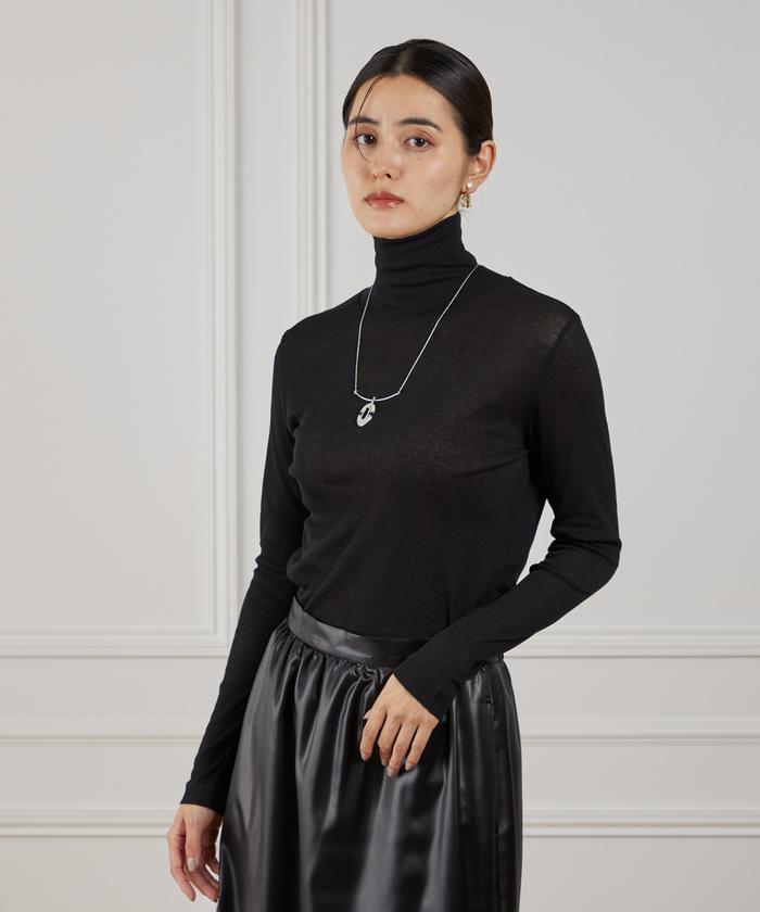 ルスーク Le Souk シアーテレコ ハイネックTシャツ （アイボリー2） アイボリー2