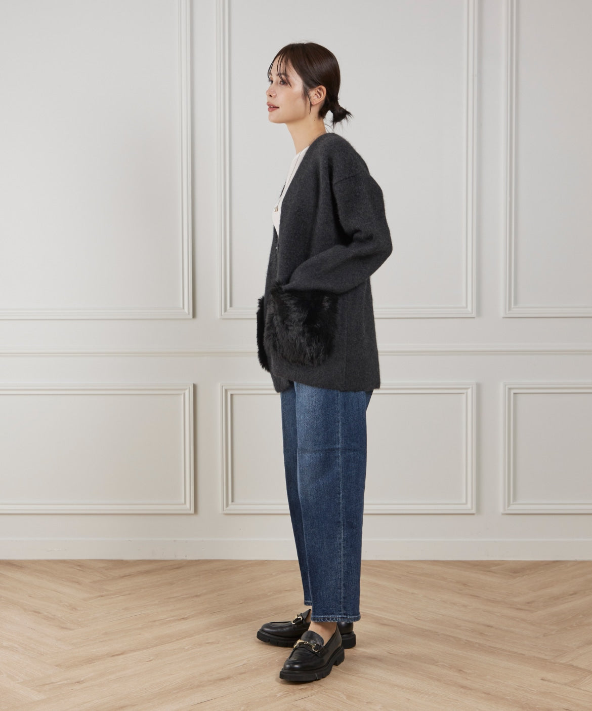 ルスーク Le Souk 《45th限定企画》ラクーン接結編みニットジャケット （ブラウン） ブラウン