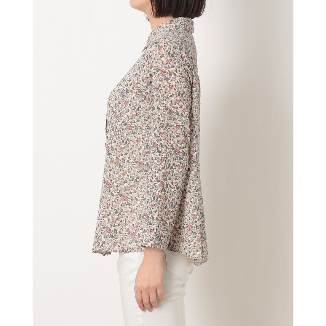 ルンビニ るんびに シフォンカット衿付ブラウス （ベージュ） ベージュ