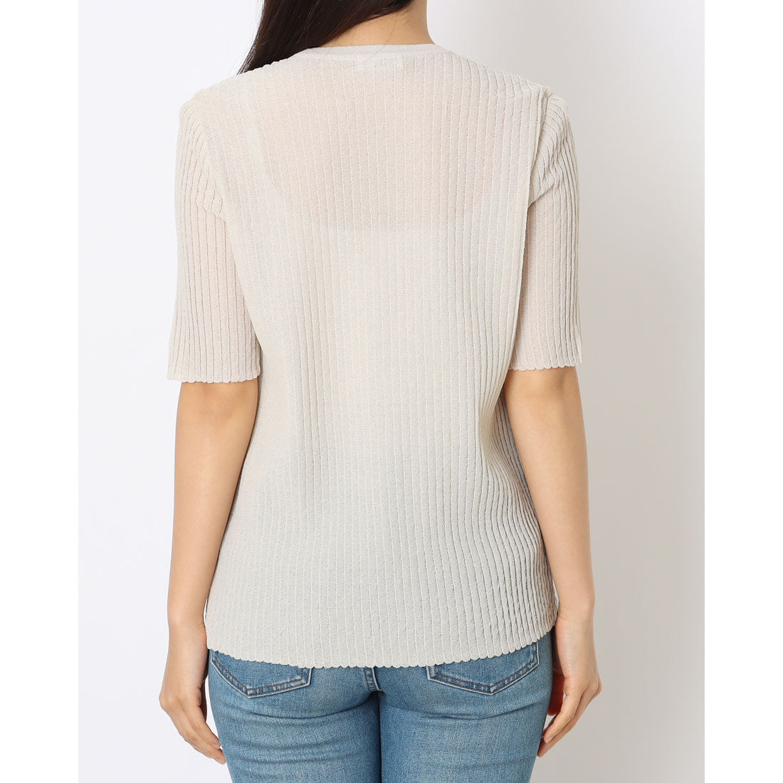 ルンビニ るんびに モンテ丸首ニットプルオーバー5分袖 （ミッドナイトブルー） ミッドナイトブルー