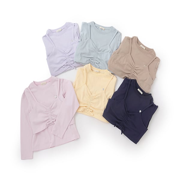 リセマイン Lycee mine 【ソフトコットン】ミニキャミ&シンプルTシャツセット （ライト ピンク） ライト ピンク