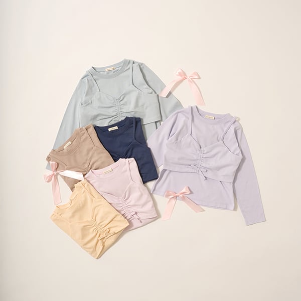 リセマイン Lycee mine 【ソフトコットン】ミニキャミ&シンプルTシャツセット （ライト ピンク） ライト ピンク