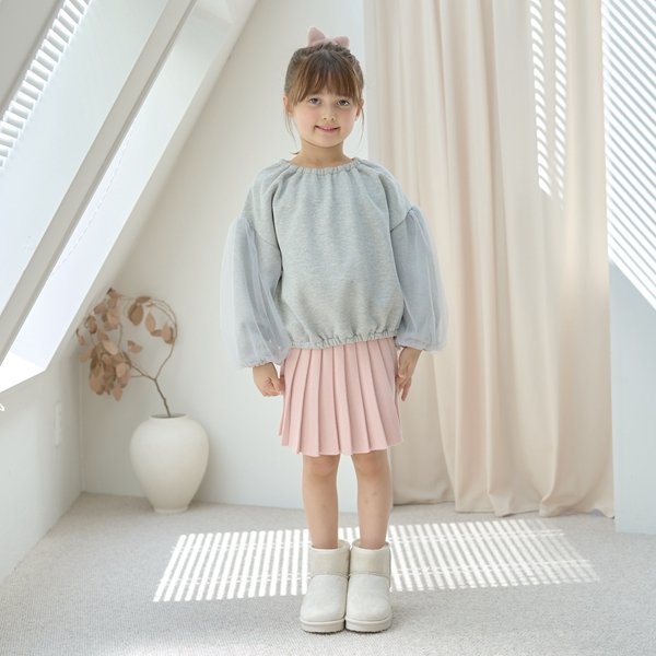 リセマイン Lycee mine 【裏起毛裏毛】ぷっくりシルエットチュール袖プルオーバー （薄ベージュ） 薄ベージュ