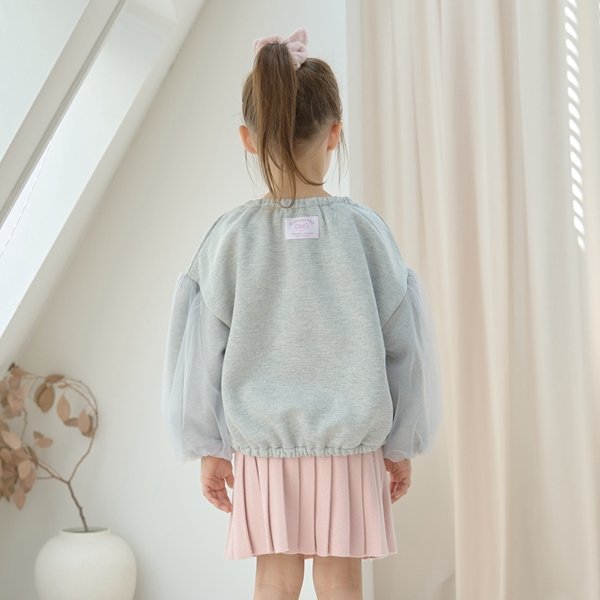 リセマイン Lycee mine 【裏起毛裏毛】ぷっくりシルエットチュール袖プルオーバー （薄ベージュ） 薄ベージュ