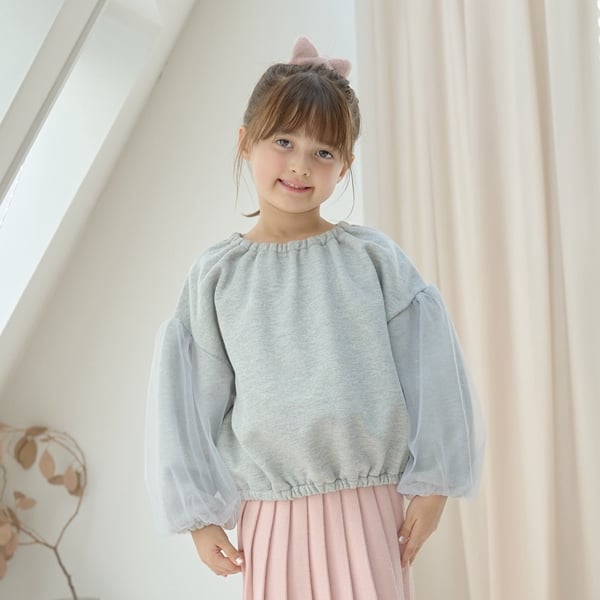 リセマイン Lycee mine 【裏起毛裏毛】ぷっくりシルエットチュール袖プルオーバー （トップグレー） トップグレー
