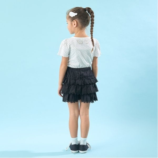 リセマイン Lycee mine 【ソフトコットン】ドットプリントミニミニパフ半袖Tシャツ （トップ グレー） トップ グレー
