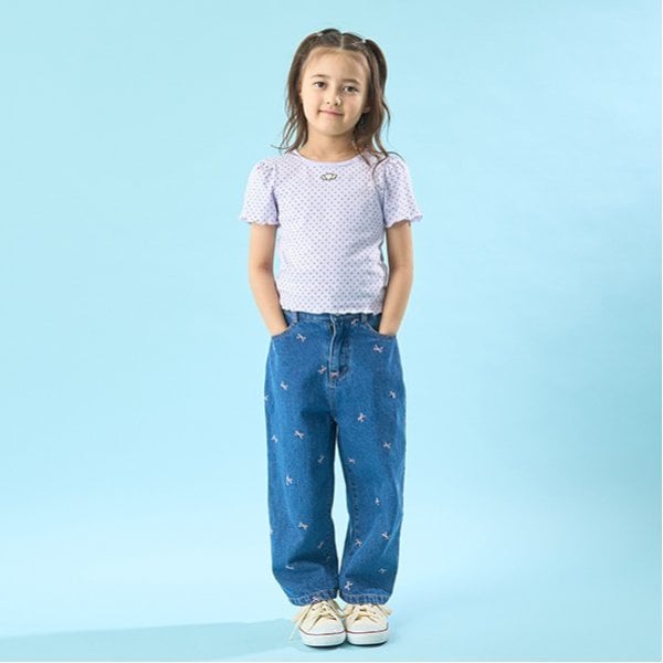 リセマイン Lycee mine 【ソフトコットン】ドットプリントミニミニパフ半袖Tシャツ （トップ グレー） トップ グレー