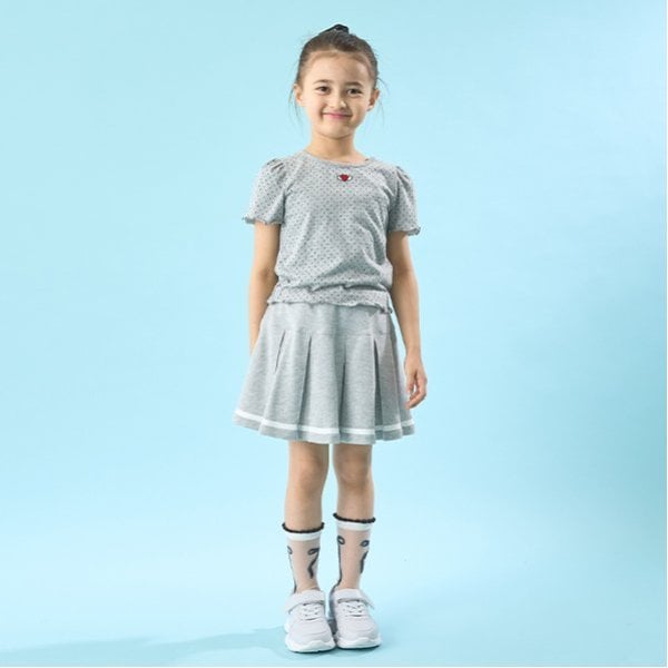 リセマイン Lycee mine 【ソフトコットン】ドットプリントミニミニパフ半袖Tシャツ （トップ グレー） トップ グレー
