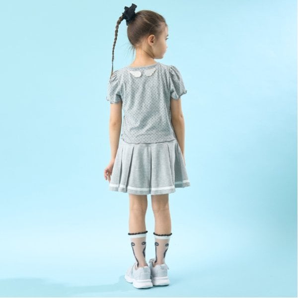 リセマイン Lycee mine 【ソフトコットン】ドットプリントミニミニパフ半袖Tシャツ （トップ グレー） トップ グレー