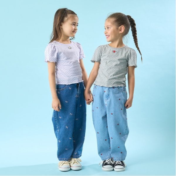 リセマイン Lycee mine 【ソフトコットン】ドットプリントミニミニパフ半袖Tシャツ （トップ グレー） トップ グレー