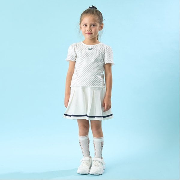 リセマイン Lycee mine 【ソフトコットン】ドットプリントミニミニパフ半袖Tシャツ （トップ グレー） トップ グレー