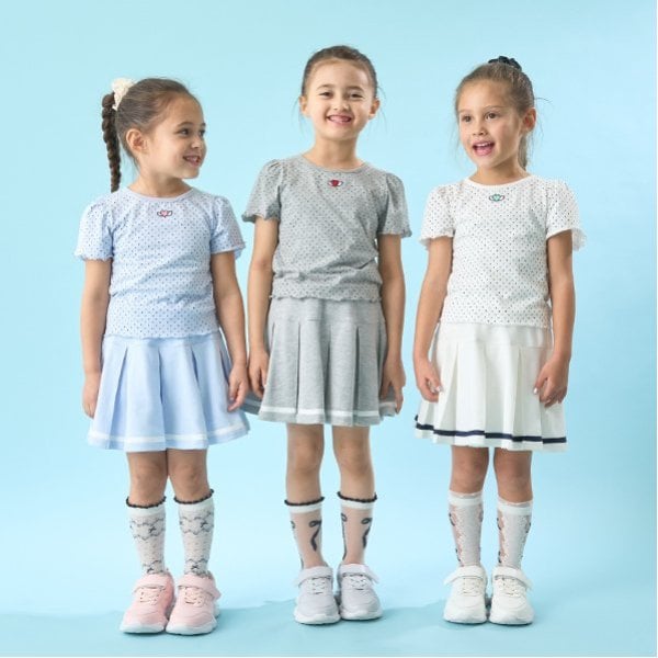 リセマイン Lycee mine 【ソフトコットン】ドットプリントミニミニパフ半袖Tシャツ （トップ グレー） トップ グレー