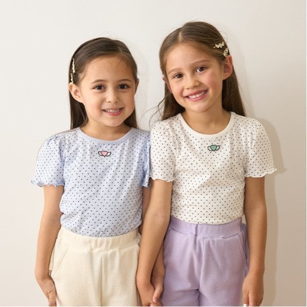 リセマイン Lycee mine 【ソフトコットン】ドットプリントミニミニパフ半袖Tシャツ （トップ グレー） トップ グレー