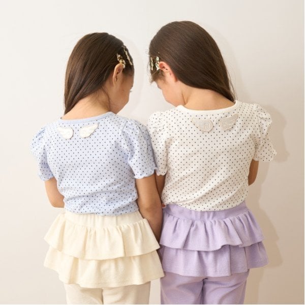 リセマイン Lycee mine 【ソフトコットン】ドットプリントミニミニパフ半袖Tシャツ （トップ グレー） トップ グレー