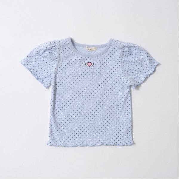 リセマイン Lycee mine 【ソフトコットン】ドットプリントミニミニパフ半袖Tシャツ （トップ グレー） トップ グレー