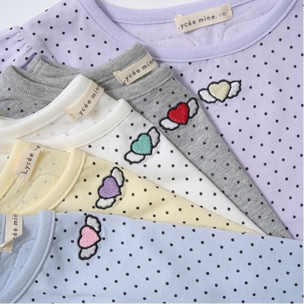 リセマイン Lycee mine 【ソフトコットン】ドットプリントミニミニパフ半袖Tシャツ （トップ グレー） トップ グレー