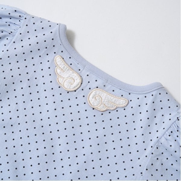 リセマイン Lycee mine 【ソフトコットン】ドットプリントミニミニパフ半袖Tシャツ （トップ グレー） トップ グレー
