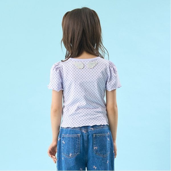 リセマイン Lycee mine 【ソフトコットン】ドットプリントミニミニパフ半袖Tシャツ （ライラック） ライラック