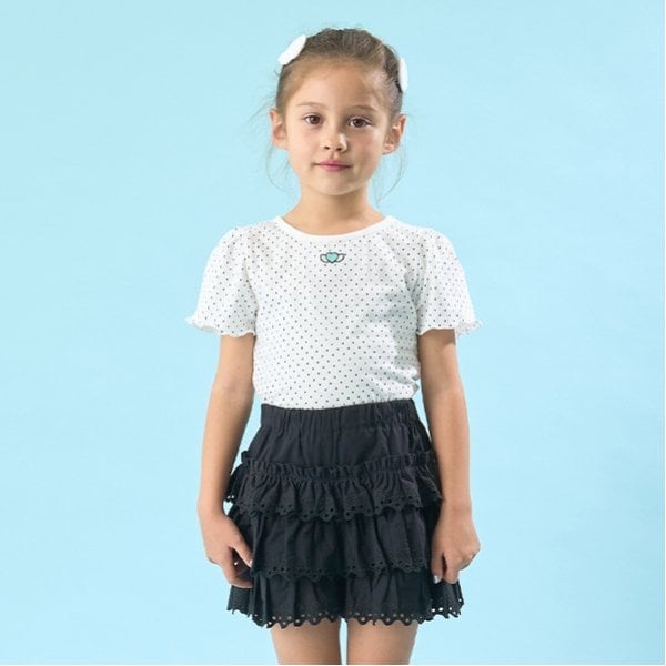 リセマイン Lycee mine 【ソフトコットン】ドットプリントミニミニパフ半袖Tシャツ （オフ ホワイト） オフ ホワイト