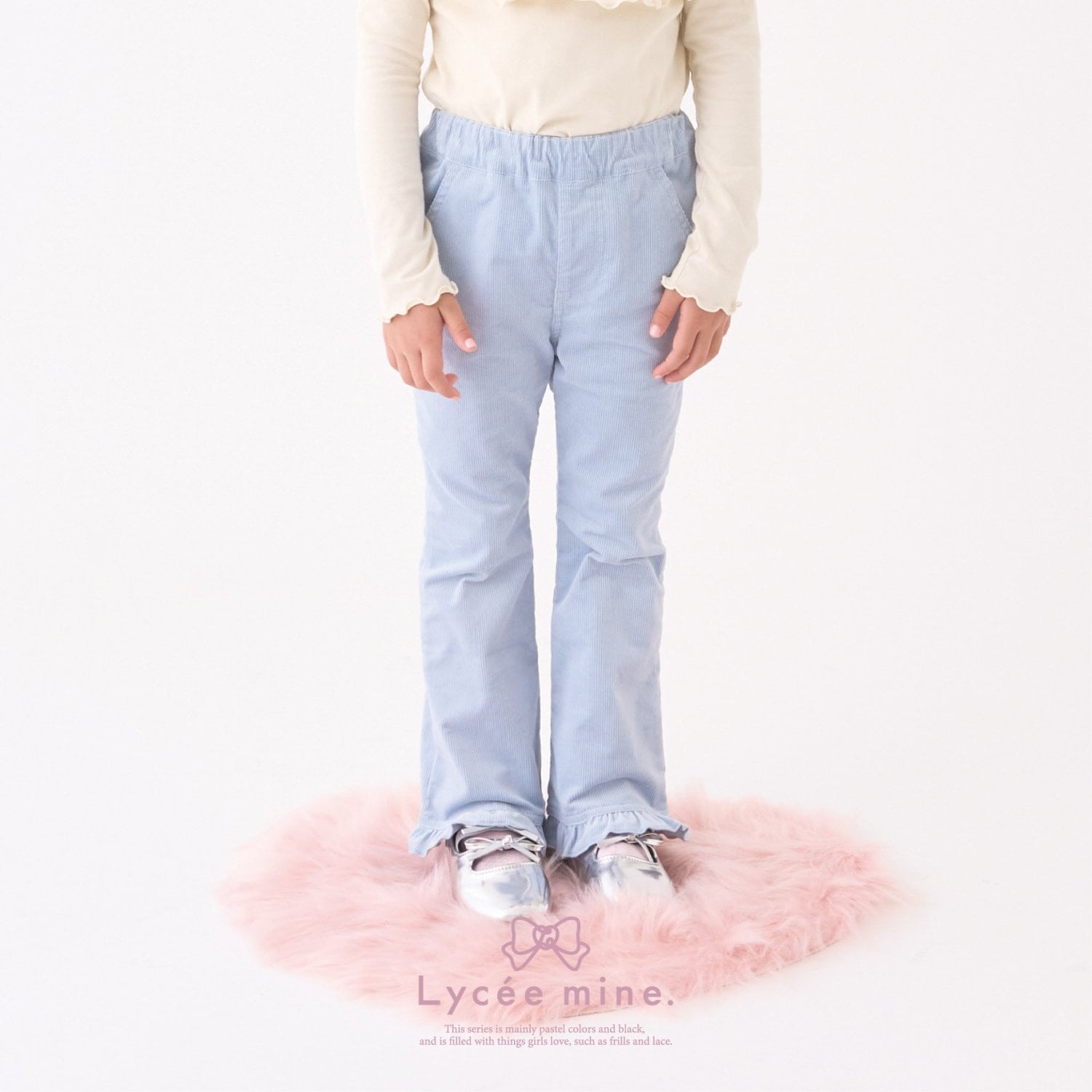 リセマイン Lycee mine 【Lycee mine バレエシリーズ】フリルストレッチフレアパンツ （ブルー グレー） ブルー グレー
