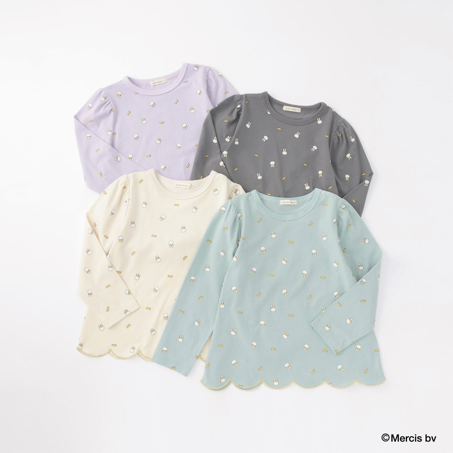 リセマイン Lycee mine 【Miffy】総柄裾スカラップAラインTシャツ （ラベンダー） ラベンダー
