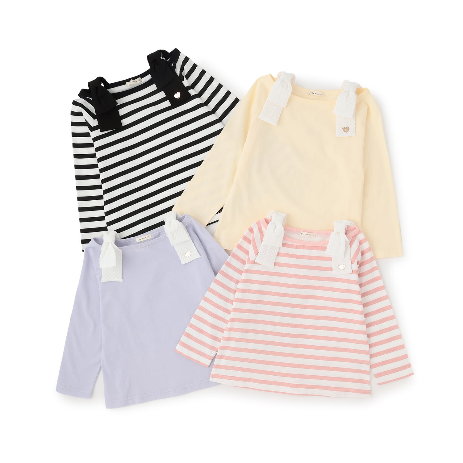 リセマイン Lycee mine 【綿100％】 【速乾・UV・型崩れしない】ボートネック肩リボンTシャツ （ライトピンク） ライトピンク
