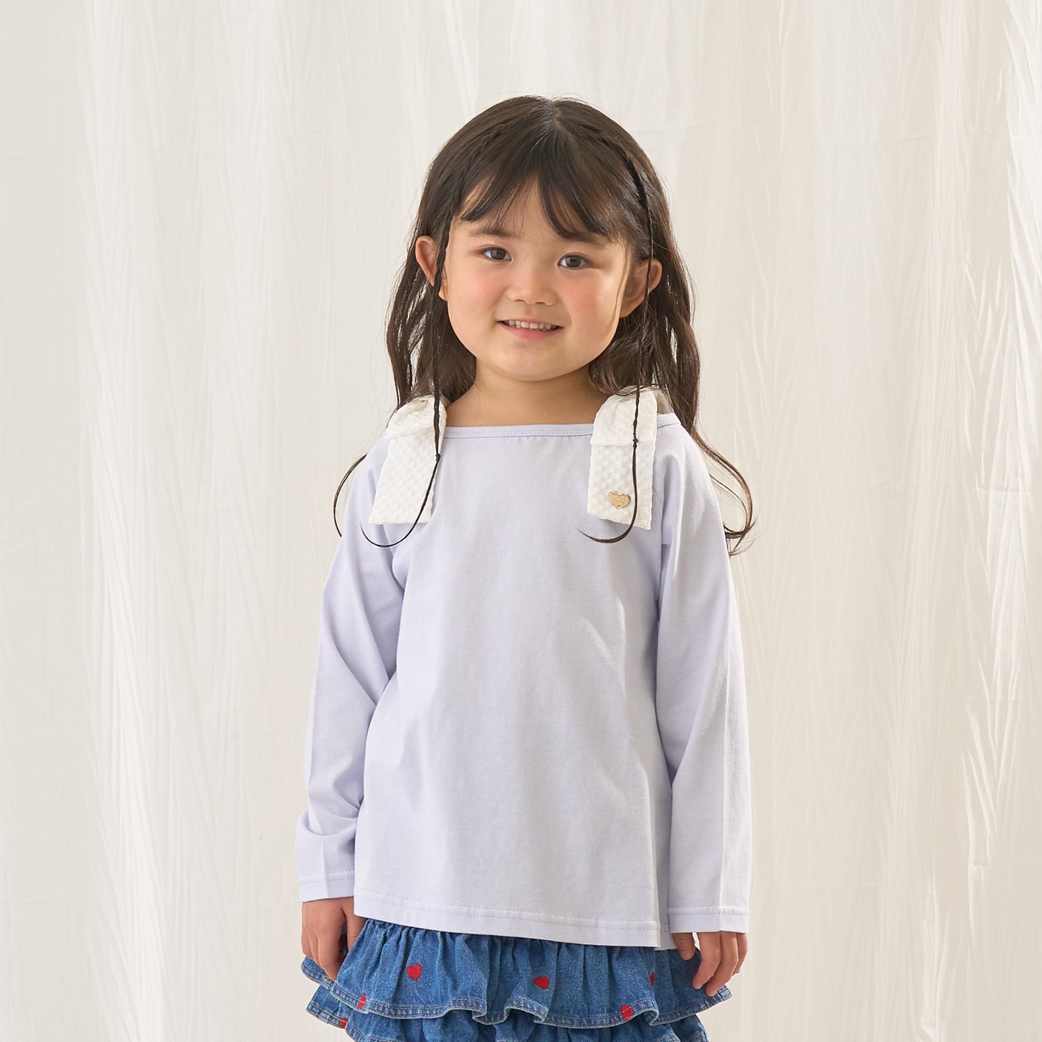 リセマイン Lycee mine 【綿100％】 【速乾・UV・型崩れしない】ボートネック肩リボンTシャツ （ブルーグレー） ブルーグレー