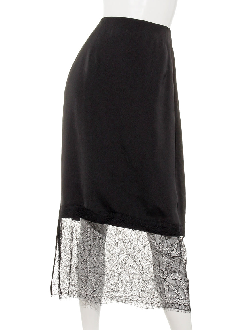 ロートレアモン LAUTREAMONT BRIGHTWASHABLETWISTSATINスカート （ブラック） ブラック