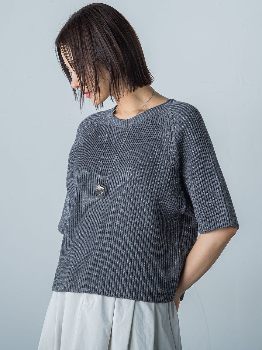 ロートレアモン LAUTREAMONT CANBELラメMIXニットプルオーバー≪手洗い可能≫ （チャコールグレー） チャコールグレー