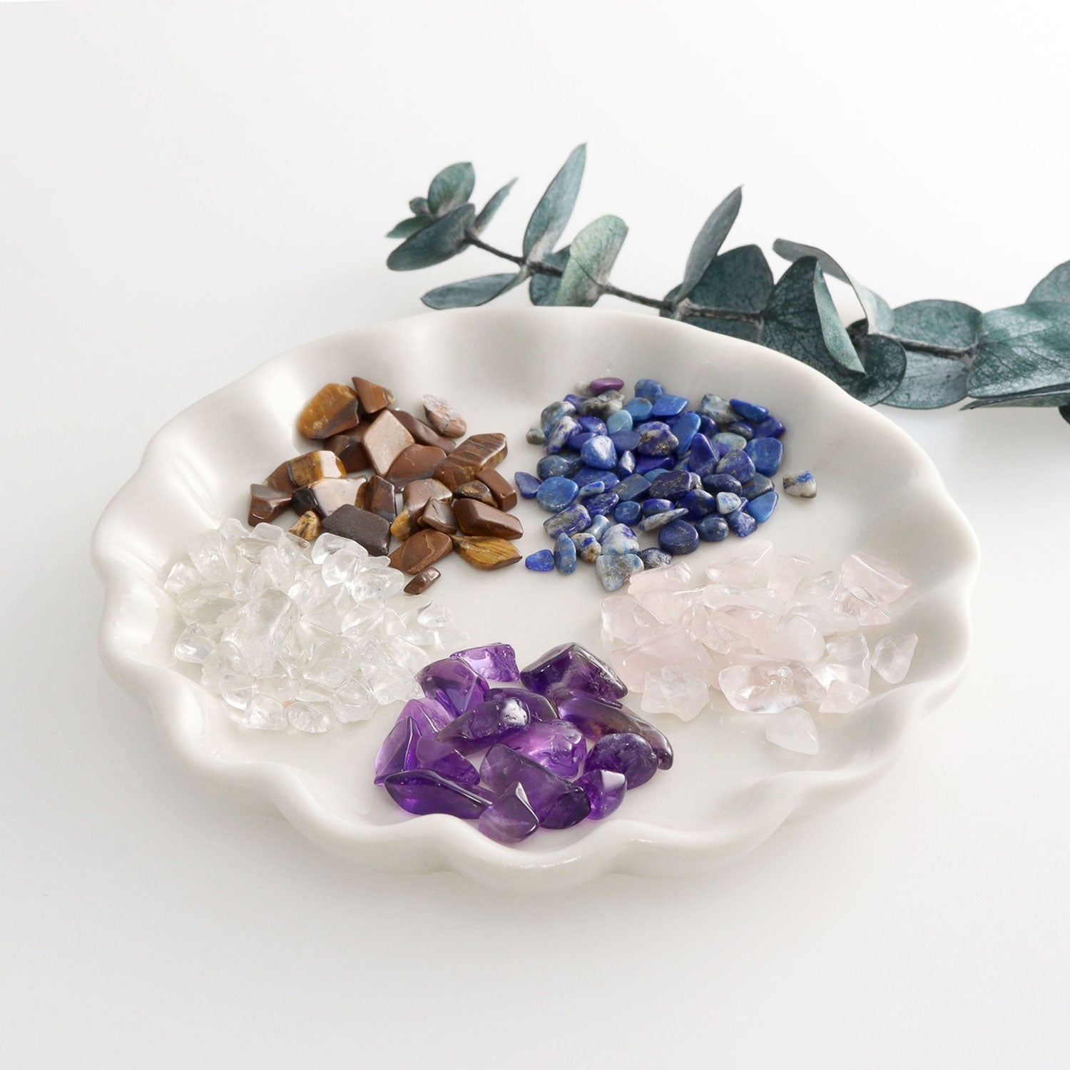 ララクリスティー LARA Christie さざれ石 セット 5種 各50g ギフト さざれ パワーストーン 天然石 クリスタル 水晶 ローズクォーツ アメジスト タイガーアイ ラピスラズリ （プラチナ） 天然石セット